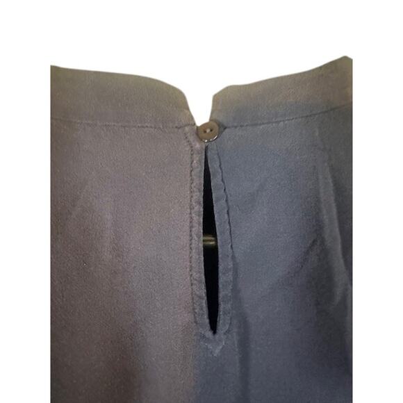 Eileen Fisher Navy Blue Silk Mock Neck Sleeveless Side Slit Blouse Women Sz XS - Picture 7 of 9